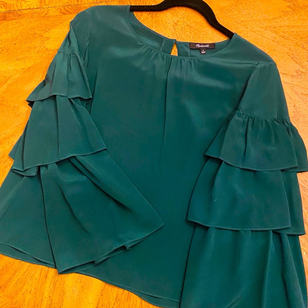 Silk Ruffle-Sleeve Top - Picture 2 of 4